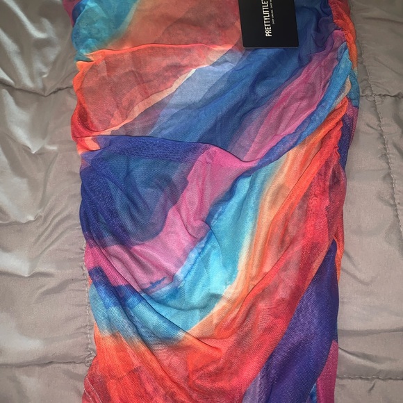 Multi Stripe Print Mesh Mini Skirt - Picture 4 of 4